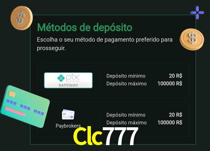 O cassino Clc777 oferece uma grande variedade de métodos de pagamento